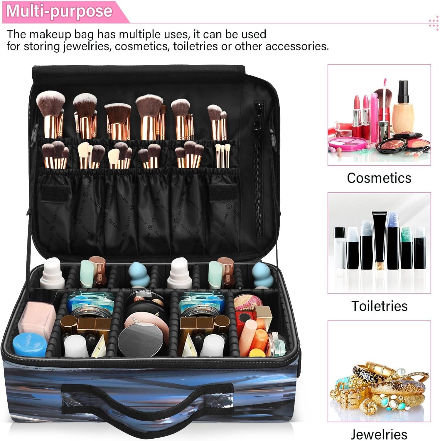 Blue Elf Girl dividers for cosmetics makeup brushes travel size toiletries make up bags women travel makeup train bolso para maquillaje men mens