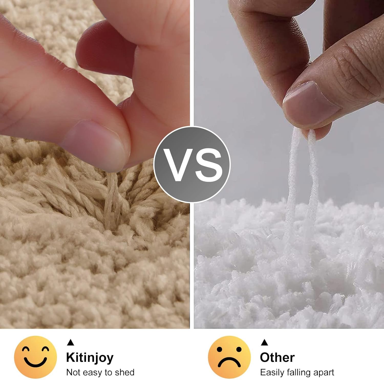 Kitinjoy – Tapete de baño de microfibra muy suave, absorbente, antideslizante, afelpado y peludo, lavable y secable a máquina, para baño, tina o
