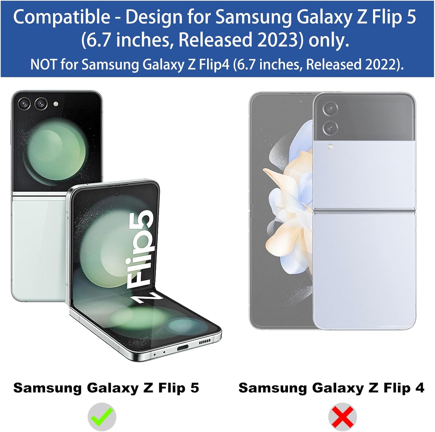 Ailiber Funda para teléfono Galaxy Z Flip 5, funda Samsung Galaxy Z Flip5 con protector de pantalla, soporte de anillo para montaje magnético de