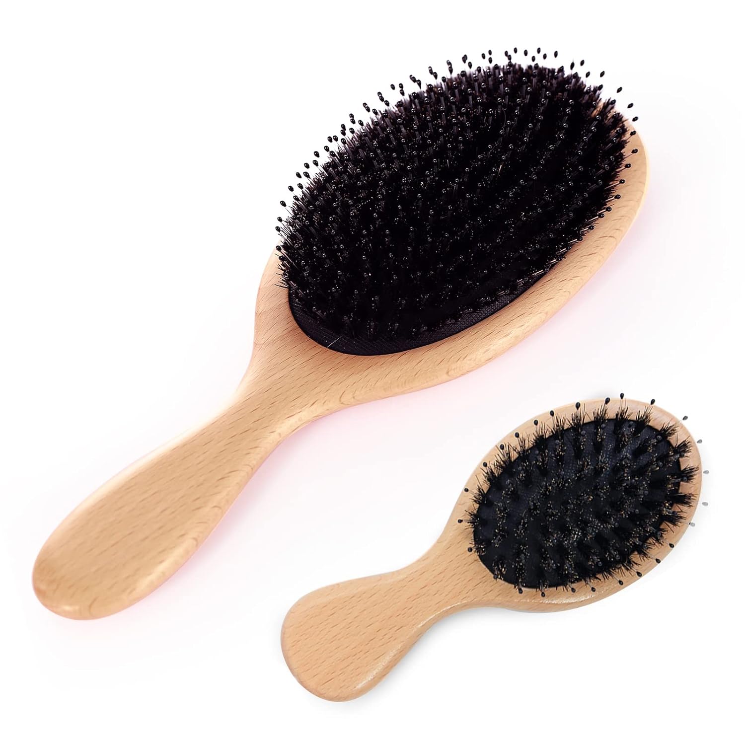 -Cepillo para el cabello – Juego de cepillos de pelo de cerdas de nailon (grande)- Cepillo de cerdas naturales suaves, antiestático, fácil de