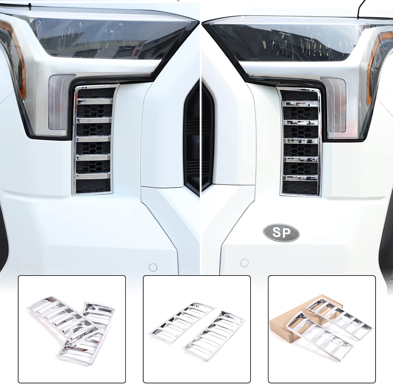 Cubierta de rejilla de ventilación para faros delanteros de automóvil, compatible con Toyota Tundra 2022-2023, rejilla de malla para rejilla de