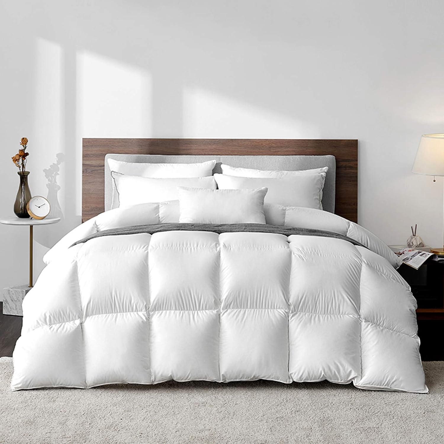 Highland Feather – Edredón de plumón de ganso blanco húngaro, 750 súper relleno, esponjoso, 500 hilos, fabricado en Canadá, lujoso algodón ultra
