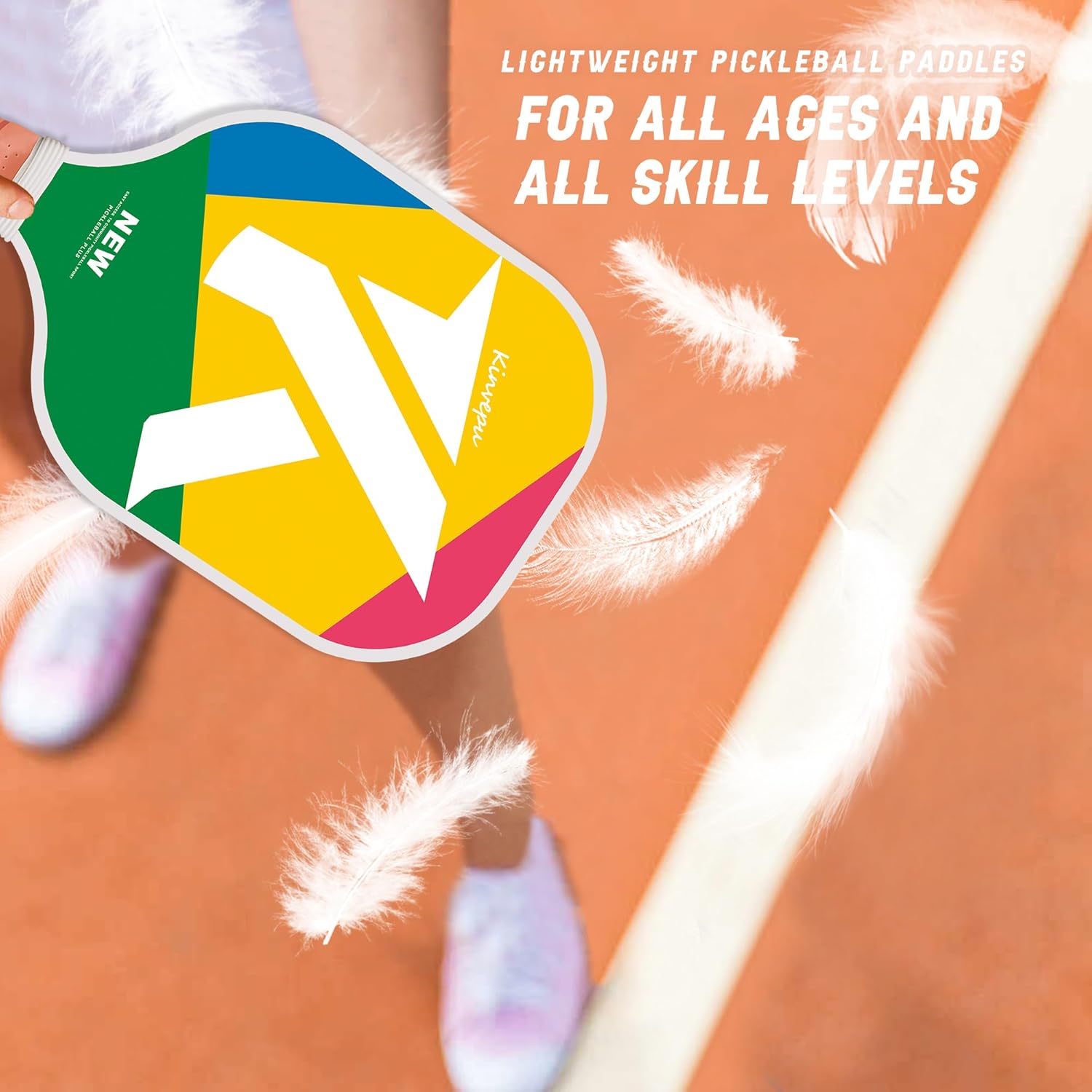 KINVEPU Juego de 4 palas de pickleball, raquetas de fibra de vidrio y accesorios para adultos, 4 bolas de pickleball, regalos para hombres y