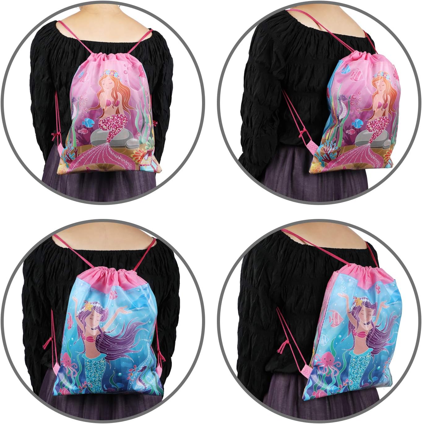 Konsait Bolsas de fiesta de sirena para niños, suministros de fiesta de cumpleaños de sirena, bolsas de regalo, paquete de 10, bolsas de dulces para