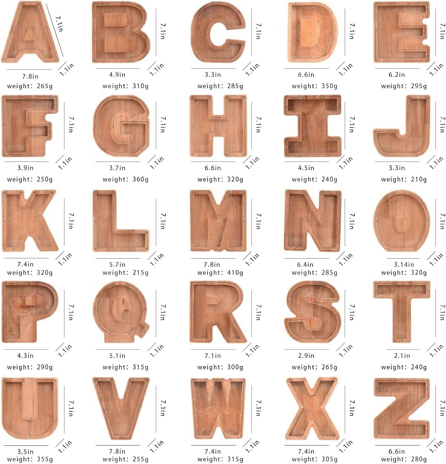 ALBK – Alcancía personalizada para niños, alcancía con letras del alfabeto personalizadas, letras de madera de la A a la Z, juguetes de aprendizaje