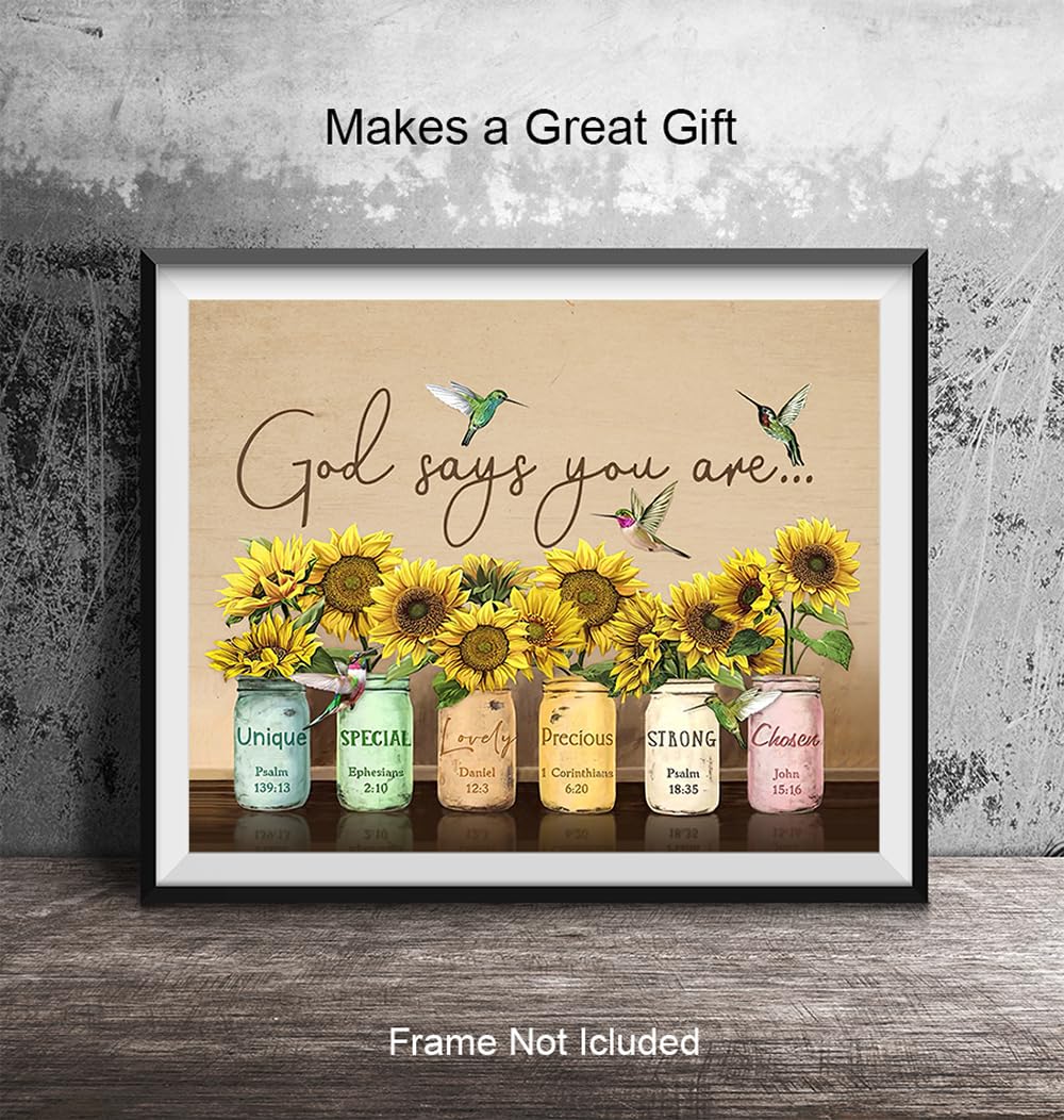 Christian affirmation Wall Art LARGE 11×14 – Inspirational Bible Verse – Religious Decor for Women – positive Quote Scripture Wall Decor – Catholic