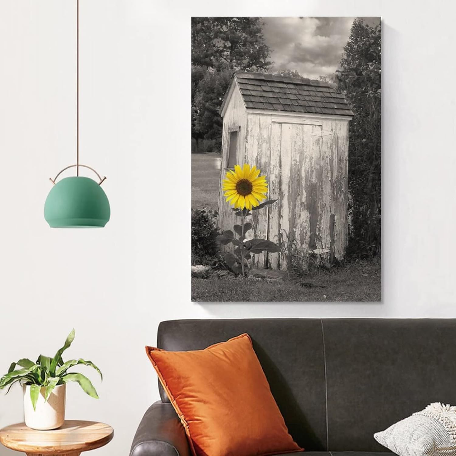 ESyem Pósteres rústicos de girasoles de granja, póster de arte en lienzo para pared de baño, póster artístico y arte de pared, decoración moderna de