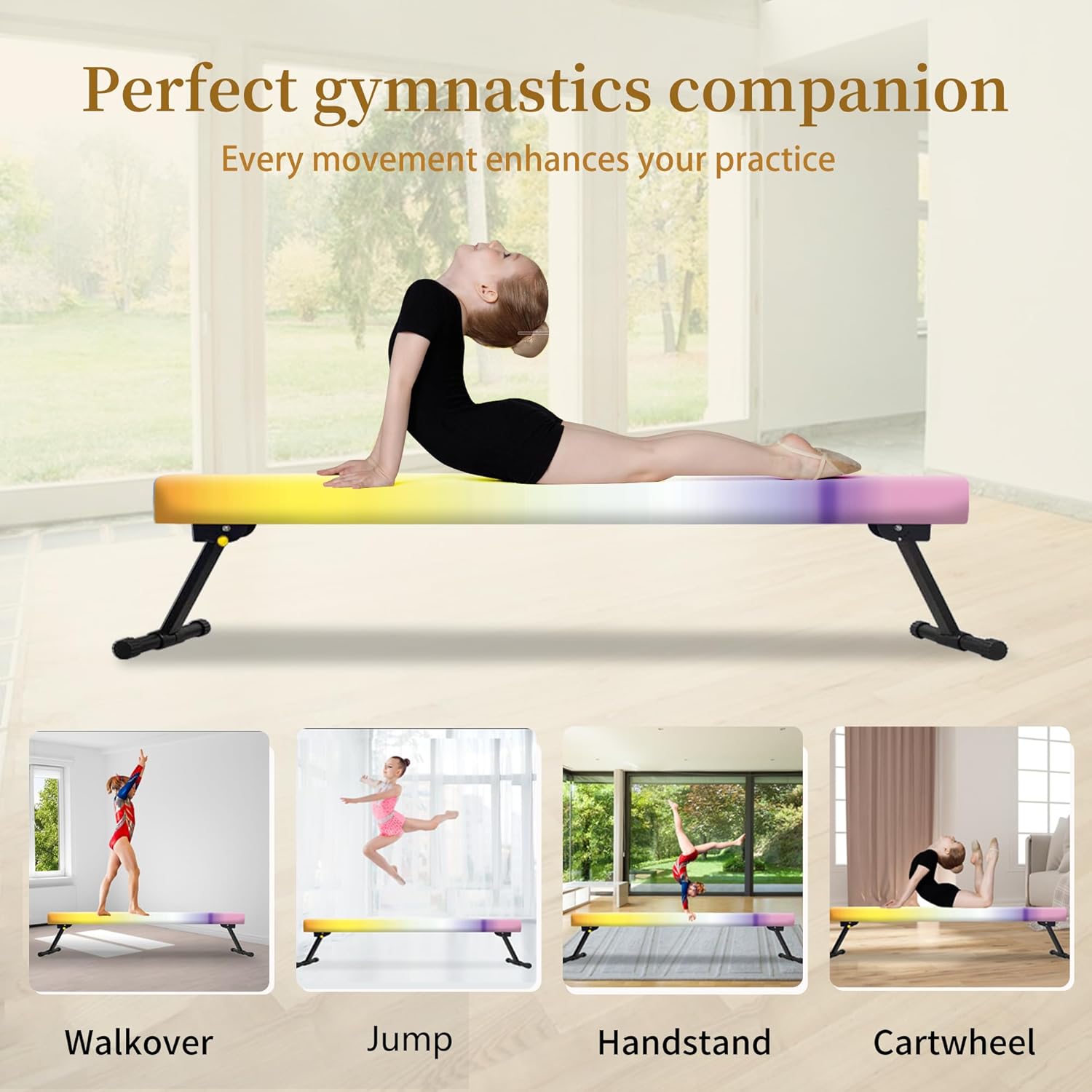 EL&ITWings Viga de equilibrio de gimnasia de 6 pies, viga ajustable de piso de nivel alto y bajo, altamente estable, equipo de entrenamiento de