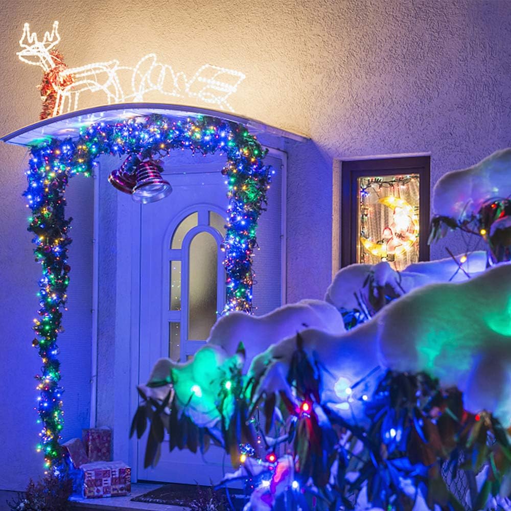 Tira de luces solares de Navidad para exteriores, 2unidades, 72pies, 200LED, 8modos, guirnalda impermeable de luces para jardín, patio, valla,