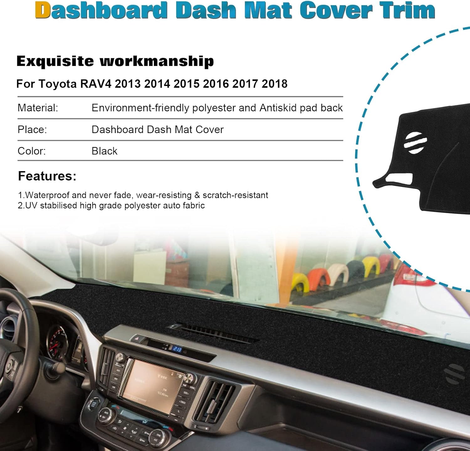 x xotic tech Compatible con Toyota Rav4 2013 2014 2015 2016 2017 2018 cubierta de tablero de instrumentos cubierta de consola central cubierta de