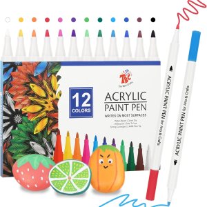 TBC The Best Crafts Bolígrafo de pintura acrílica, 12 colores, impermeable, no tóxico, inodoro, adecuado para papel, cerámica, piedras, mochilas, TBC The Best Crafts Bolígrafo de pintura acrílica, 12 colores, impermeable, no tóxico, inodoro, adecuado para papel, cerámica, piedras, mochilas,