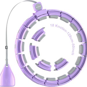 Weighted Workout Hoop for Adult Weight Loss – 50″ Plus Size Silent Smart Waist Fitness Circle with Ball – Abs Exercise Equipment for Home Weighted Workout Hoop for Adult Weight Loss – 50″ Plus Size Silent Smart Waist Fitness Circle with Ball – Abs Exercise Equipment for Home