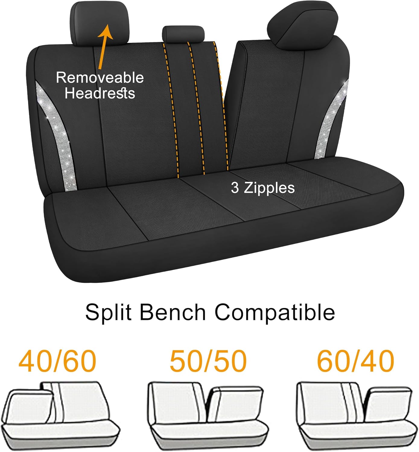 Juego completo de fundas de asiento de automóvil de cuero brillante para mujeres y niñas, fundas de asiento de automóvil transpirables con diamantes