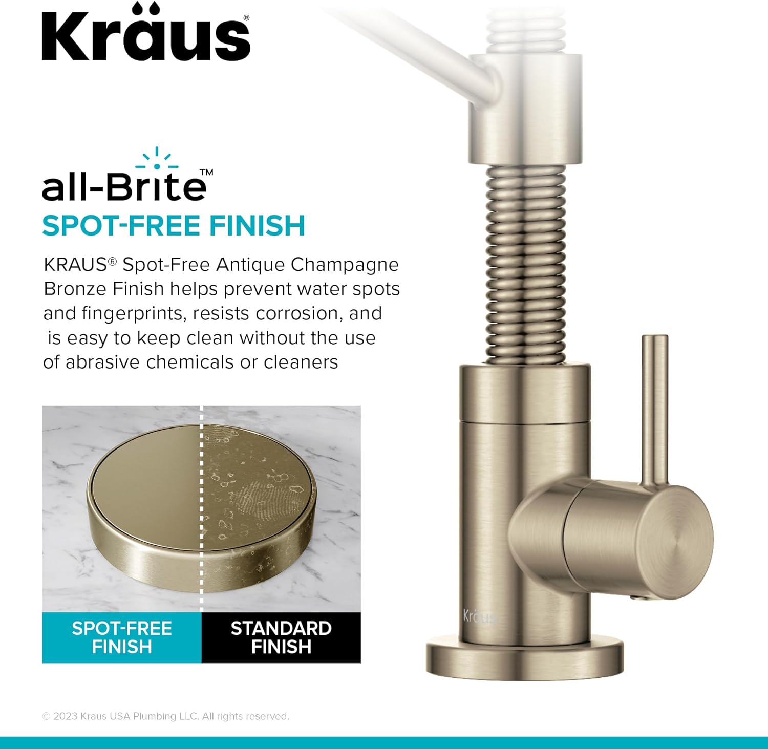 KRAUS Bolden Grifo de filtro de agua potable de una sola manija para ósmosis inversa o sistema de filtración de agua en bronce champán antiguo sin