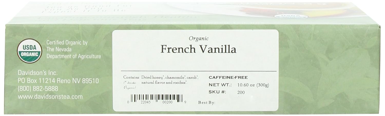 Davidson’s Organics, vainilla francesa, 100 bolsas de té sin envolver