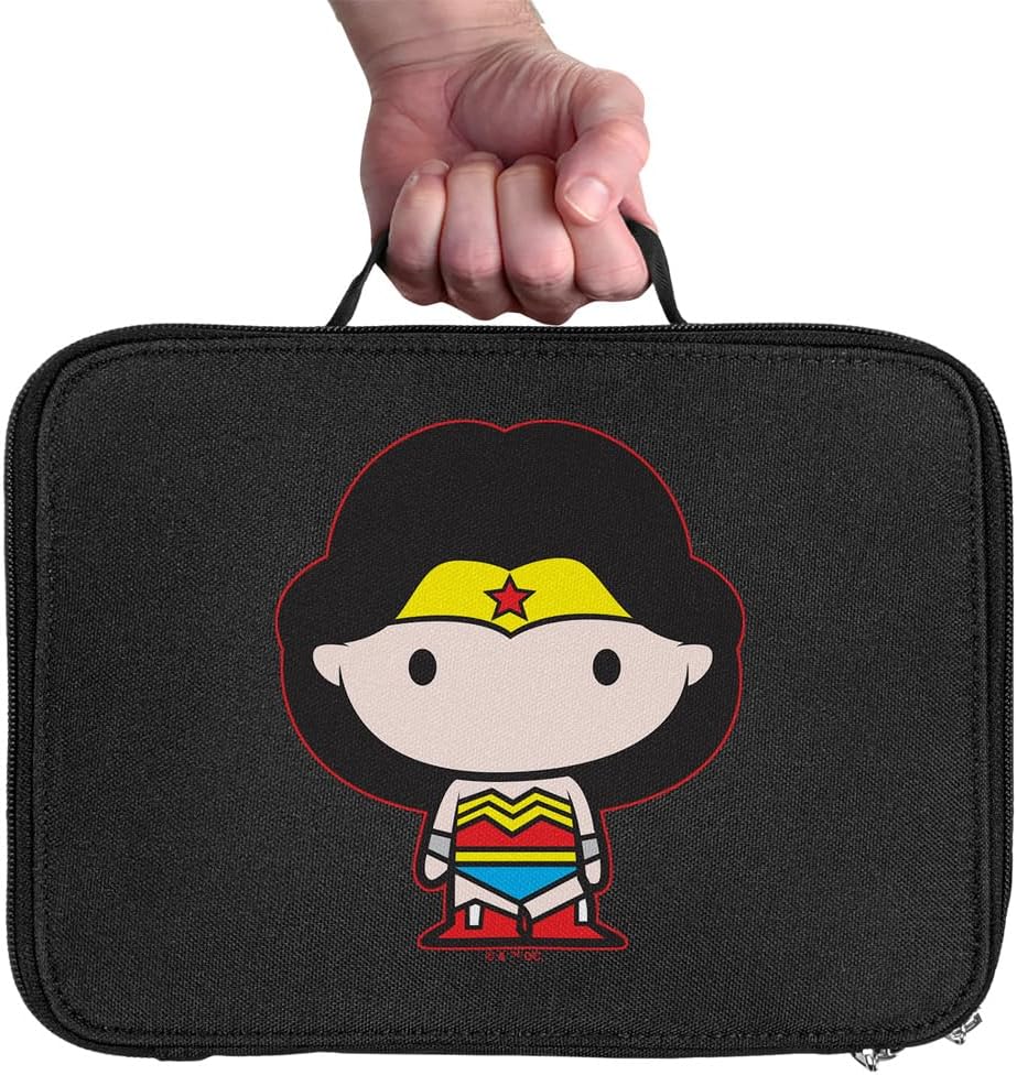 LOGOVISION Wonder Woman – Lonchera con diseño de personaje Chibi de caras suaves, reutilizable, para trabajo escolar, oficina, sin BPA