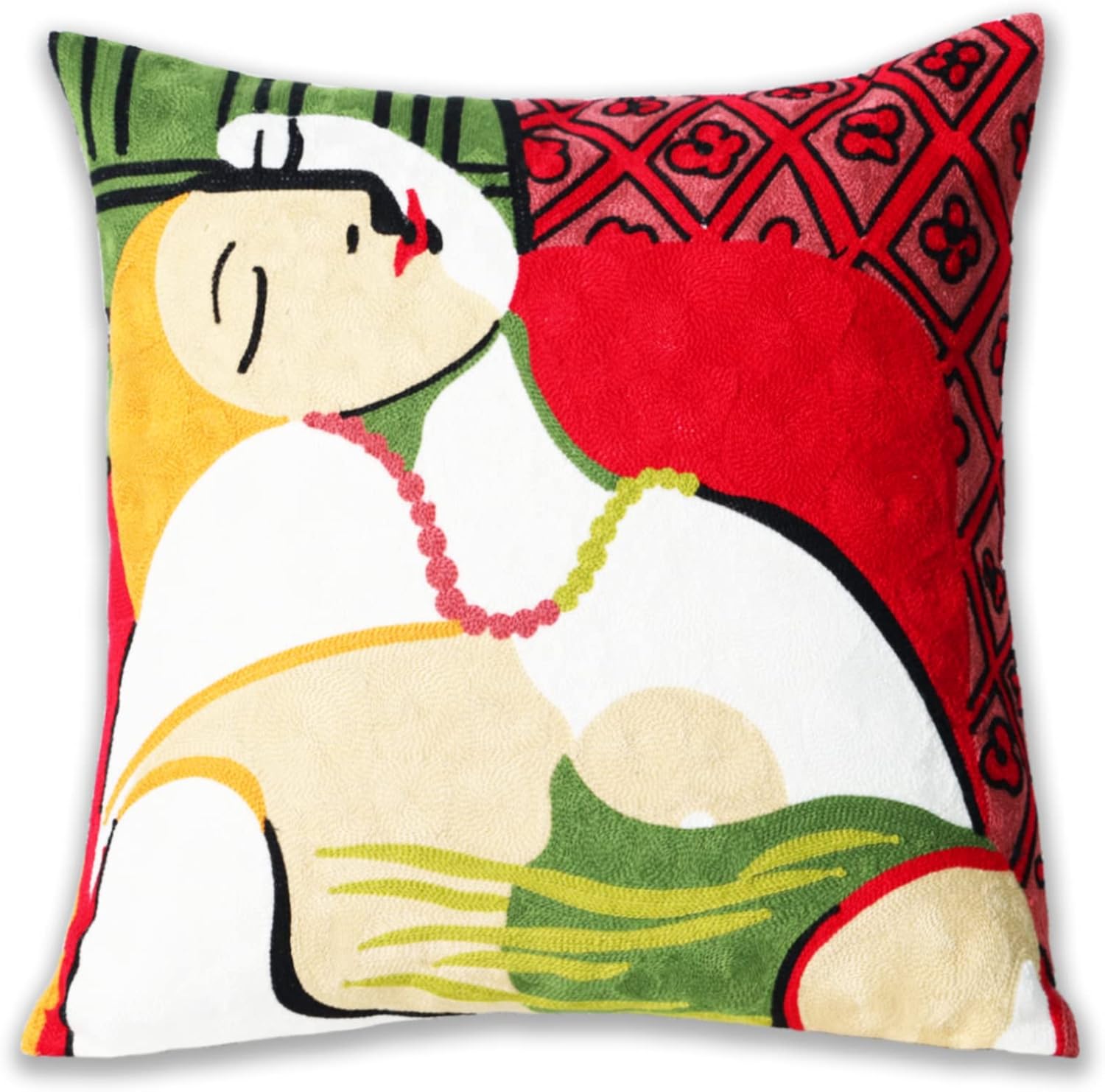 1 funda de almohada decorativa bordada con geometría moderna, para decoración de sofá, funda de cojín cuadrada para exteriores, 18 x 18 pulgadas