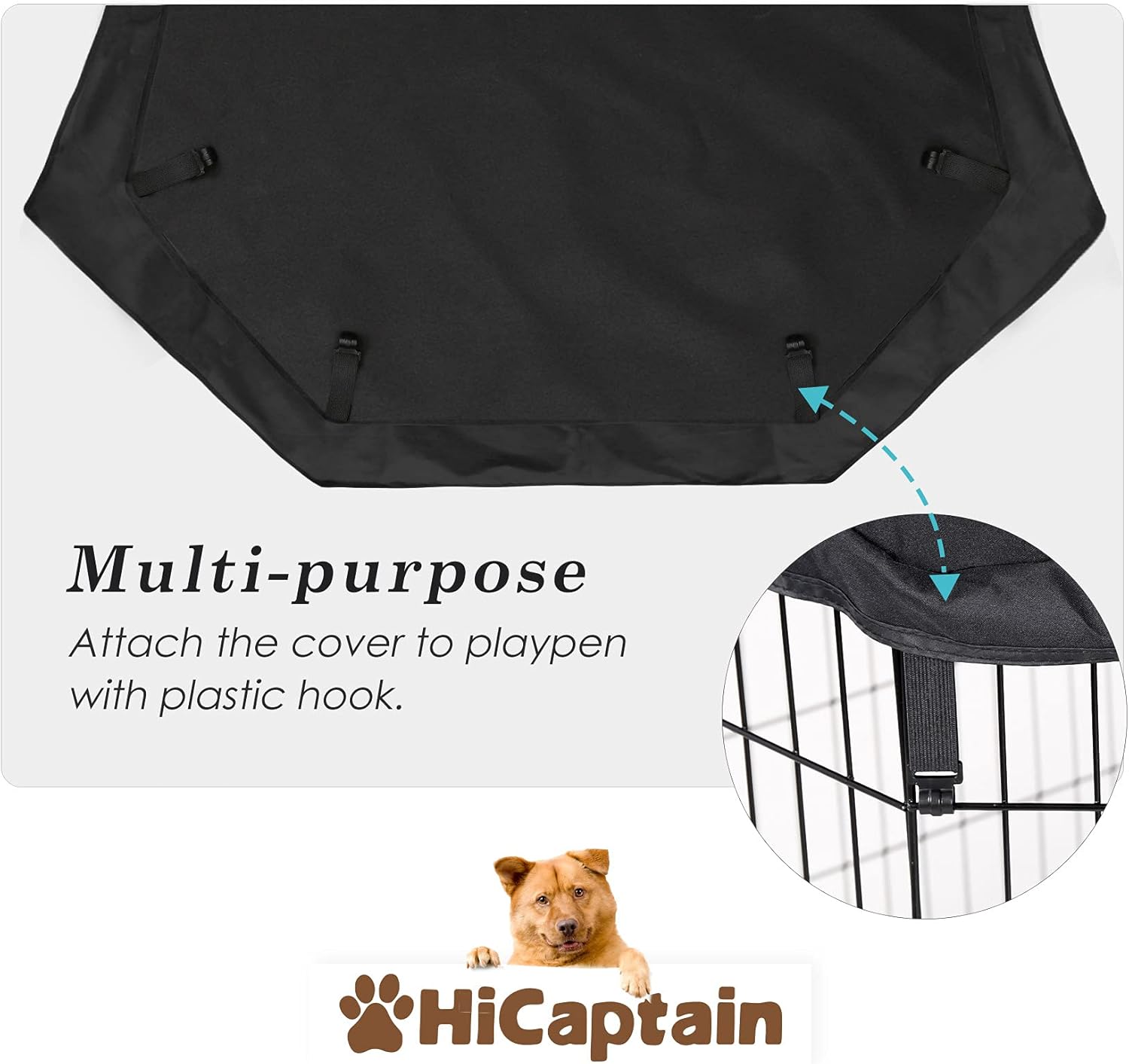 HiCaptain Cubierta superior para corralito de mascotas para uso en interiores y exteriores, a prueba de escapes y protector de parasol para corrales