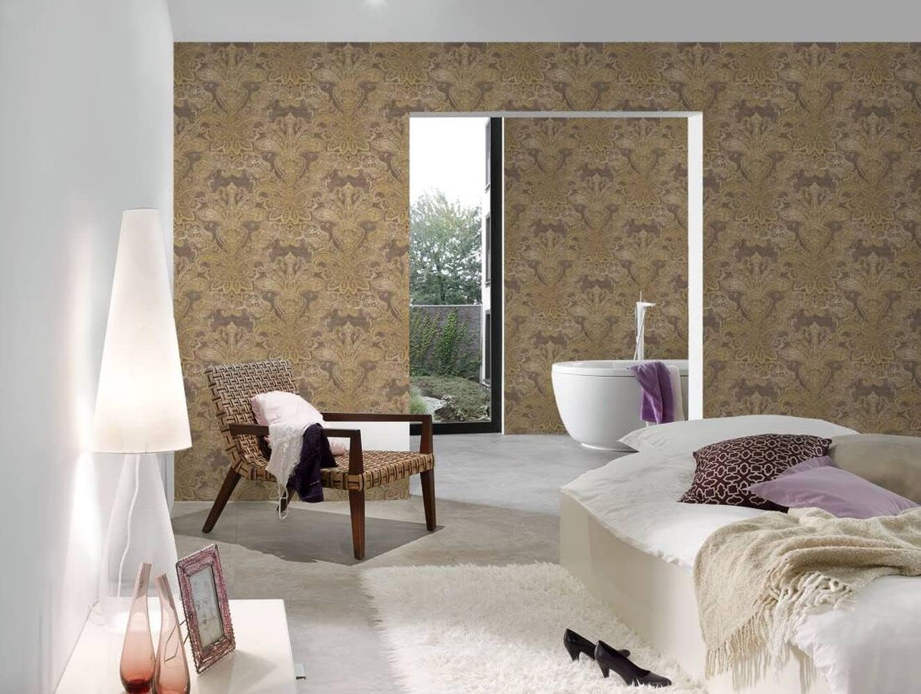 CONCORD WALLCOVERINGS  Muestra solo para fines de exhibición – Papel pintado moderno con textura, barroco, clásico, adorno, pared de vinilo