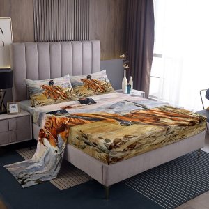 Juego de sábanas de vaquero occidental, tamaño King, juego de sábanas rústicas de vaquero de granja, sábanas de caballo al galope, sábana bajera Juego de sábanas de vaquero occidental, tamaño King, juego de sábanas rústicas de vaquero de granja, sábanas de caballo al galope, sábana bajera