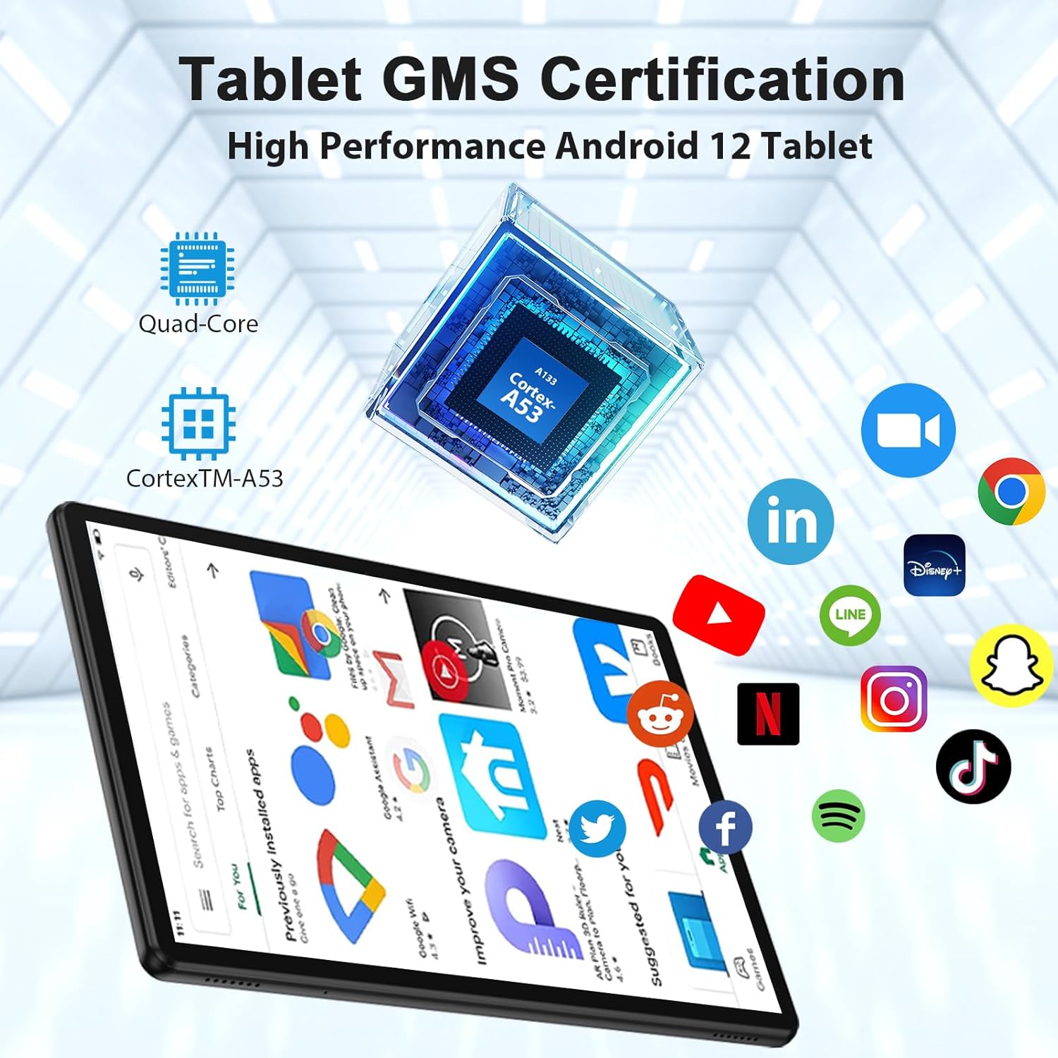 Tablet Android, tableta Android 12 de 10 pulgadas, 3 GB de RAM 64 GB ROM 512 GB Expand, batería de 8000 mAh, WiFi, Bluetooth, cámara dual, pantalla