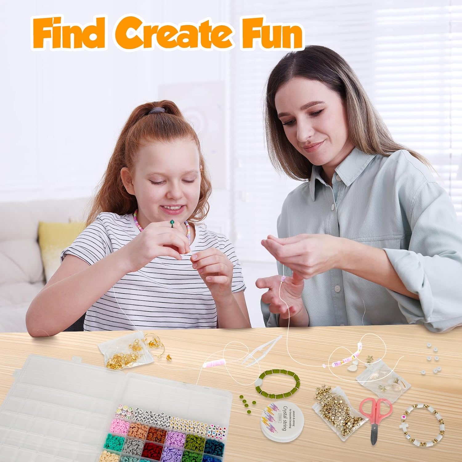 JQEEYGV 5500 cuentas de arcilla kit de fabricación de pulseras de amistad, 24 colores, cuentas de arcilla planas de polímero estilo universitario