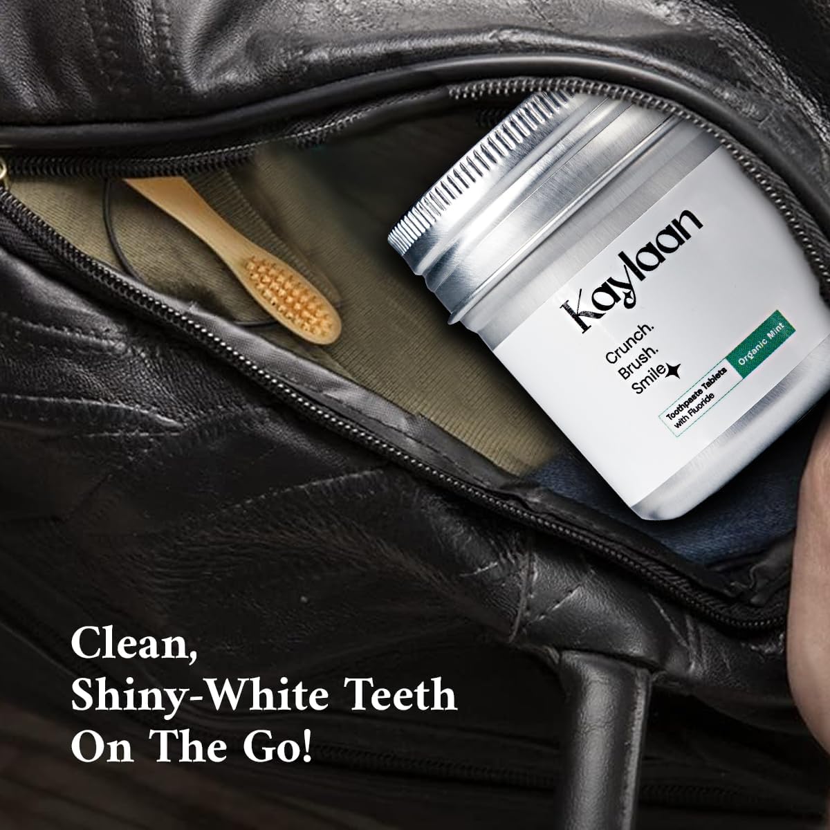 Tabletas de pasta de dientes con flúor, sabor a menta, 90 unidades, pasta de dientes de viaje ecológica, tabletas de pasta de dientes masticables