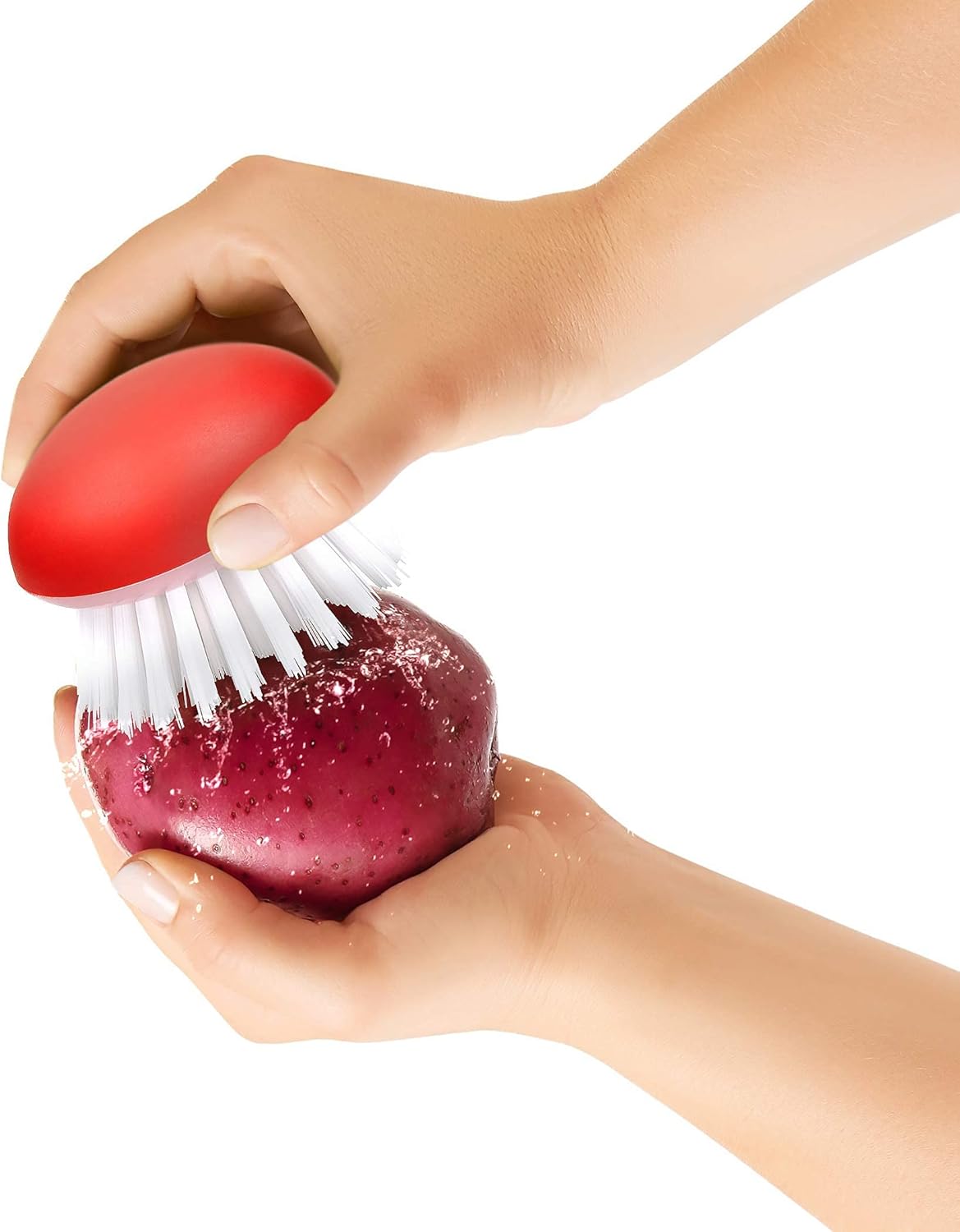 Cepillo de verduras para alimentos  Juego de 2 cepillos para frutas y verduras  Parte superior de silicona y cerdas ultra fuertes  Diseño ergonómico
