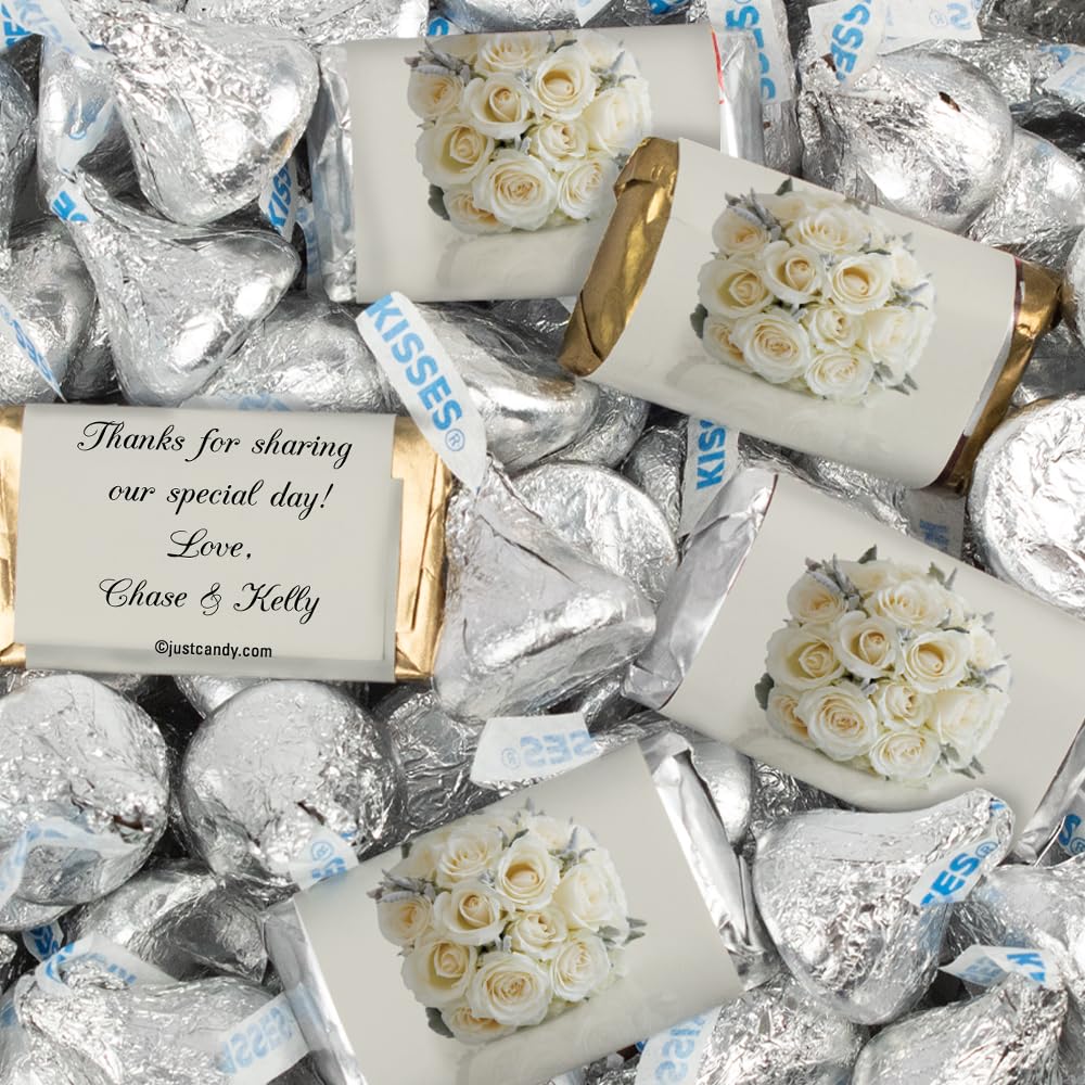 116 piezas personalizadas de dulces de boda envueltos en miniaturas y besos (1.50 libras) – Floral