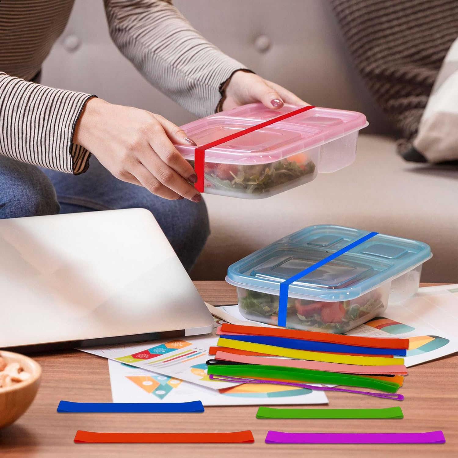 30 bandas de goma de silicona de 8 pulgadas, bandas elásticas grandes de silicona de colores para libros, tarjetas de cartera, cajas de cocina,