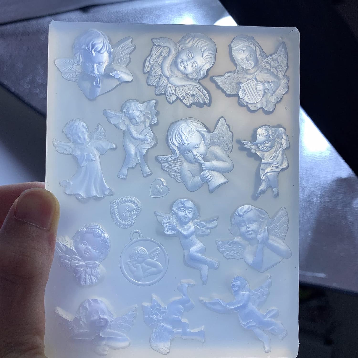 Moldes para coctelera de resina, moldes de resina UV, lindo molde de silicona de ángel hueco de epoxi rellenos de silicona molde de relleno de