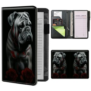 Libros para camarera con bolsillo con cremallera, almohadillas de cuero Bulldogs (5 x 8 pulgadas), organizador de meseros, presentadores de cheques Libros para camarera con bolsillo con cremallera, almohadillas de cuero Bulldogs (5 x 8 pulgadas), organizador de meseros, presentadores de cheques
