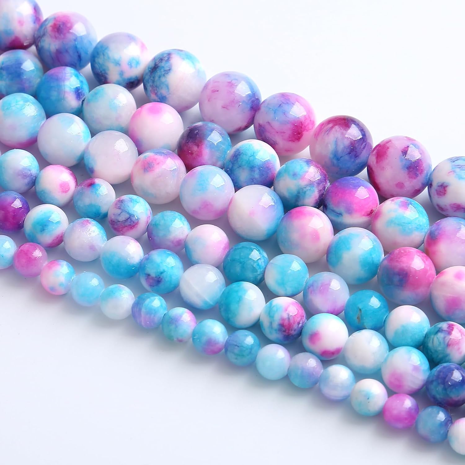 38 cuentas sueltas de jade persa rosa azul de 0.394 in para hacer joyas, pulseras y collares