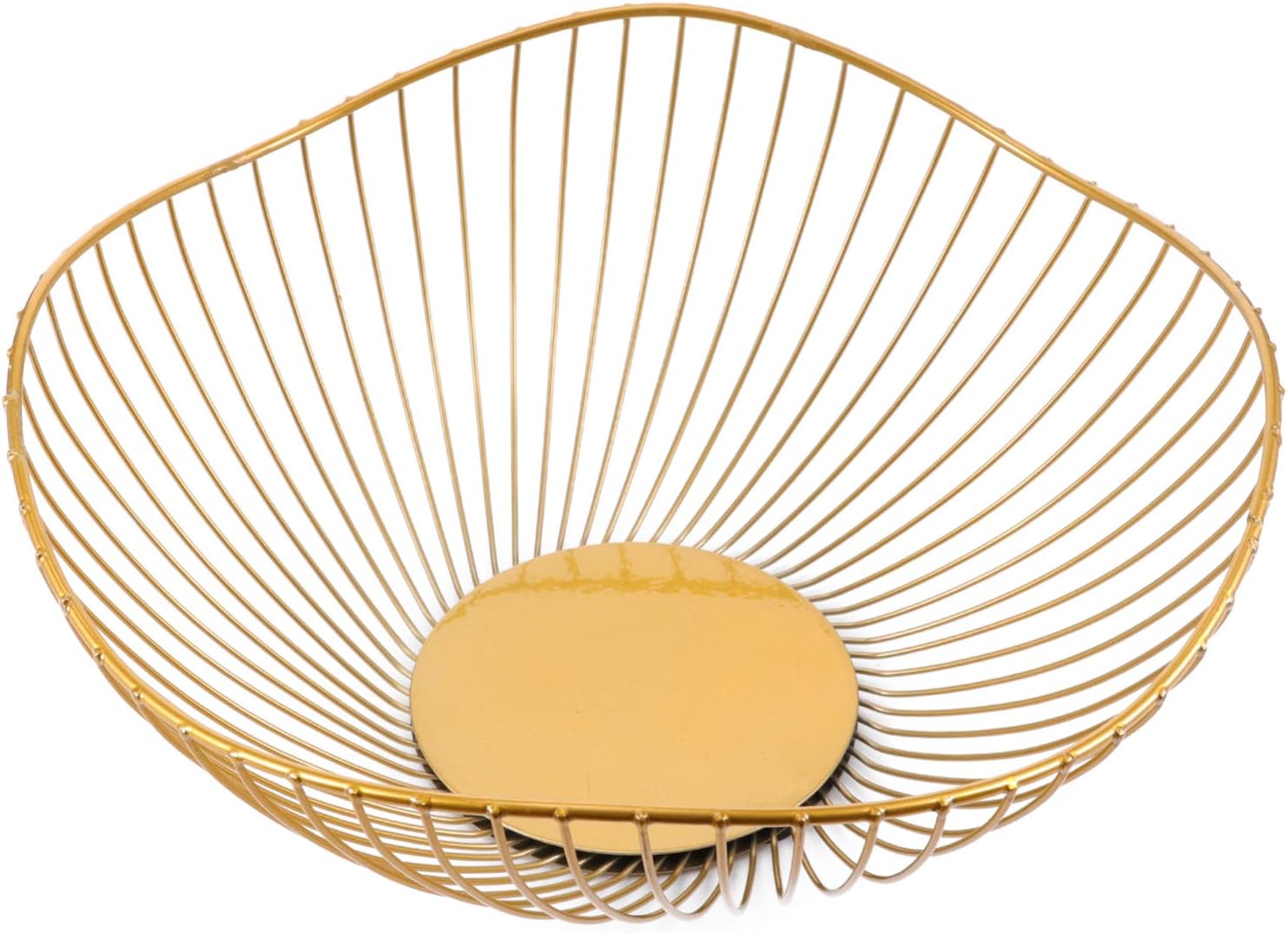 Hemoton Cesta de fruta dorada de alambre de metal para verduras, soporte de frutas estilo nórdico, plato de servir irregular, cocina, lavado, cesta