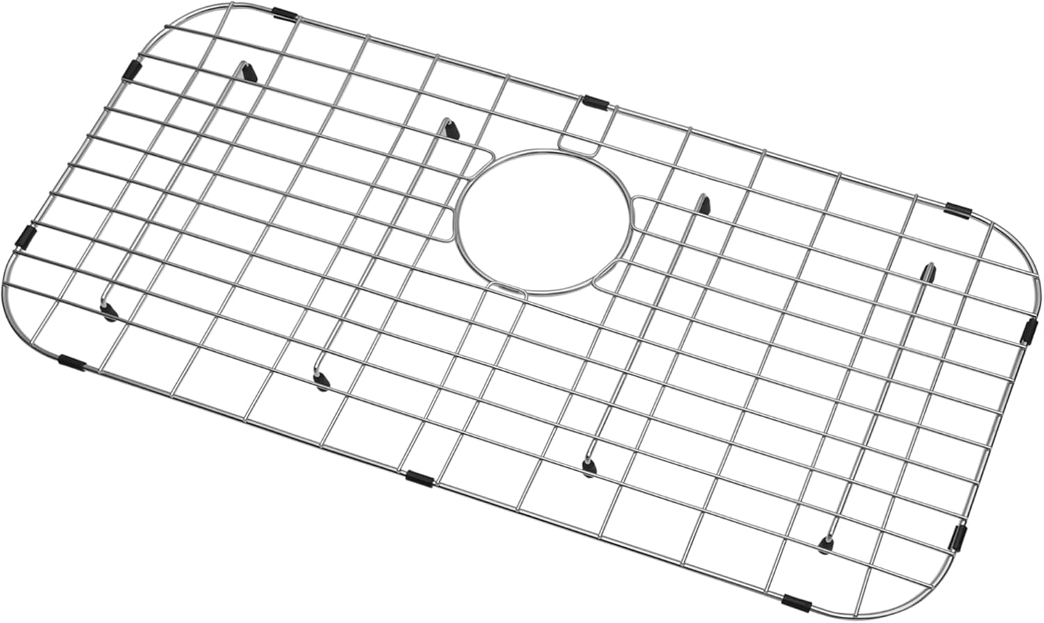 LQS Rejilla para fregadero de cocina, protector de fregadero de 27 916 x 13 916 pulgadas con orificio de drenaje trasero para fregadero individual,
