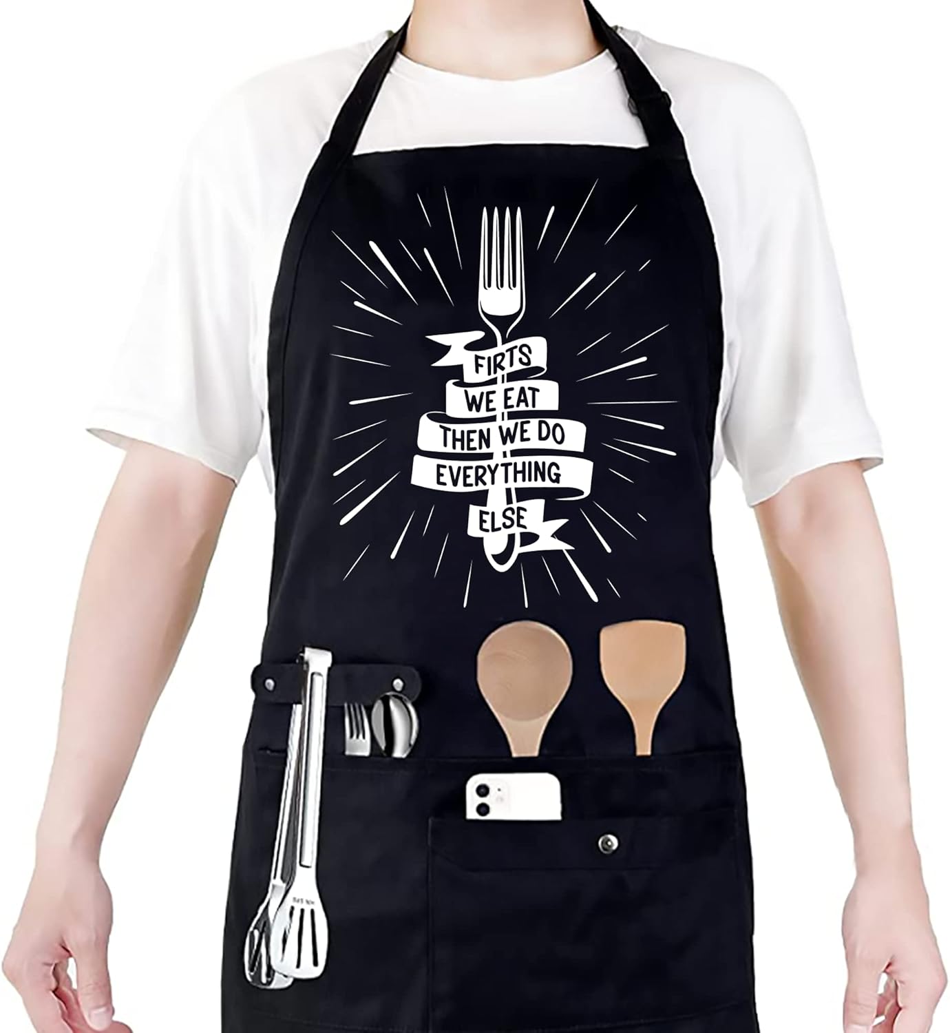 Delantales divertidos para hombres con 4 bolsillos espaciosos – Regalos perfectos para hombres – Delantales de cocina a la parrilla, barbacoa chef