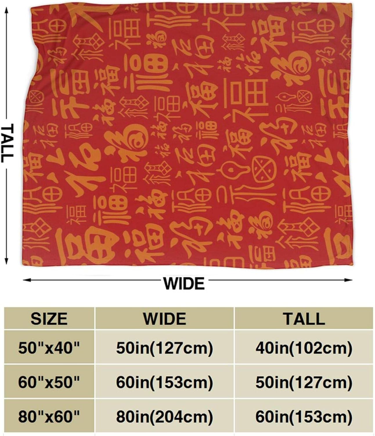 Manta china Fu Good Luck Happiness para sofá, franela suave, decorativa, cálida, acogedora, ligera, de microfibra, adecuada para todas las