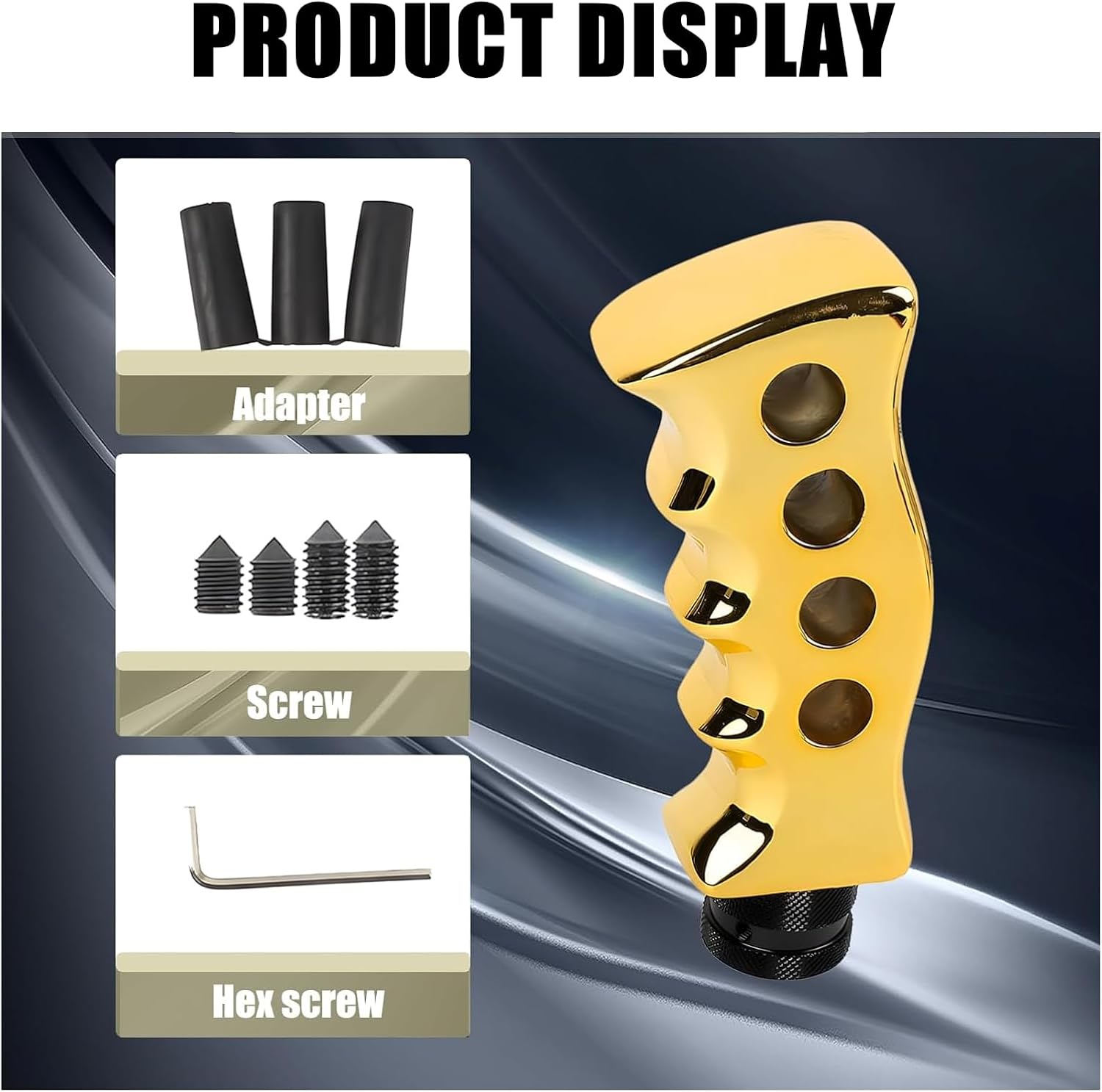 yvshy 1 cabezal de palanca de cambios para automóvil, 1.96 x 4.72 pulgadas, mango de cuchillo de cuatro agujeros, cabeza de palanca de cambios