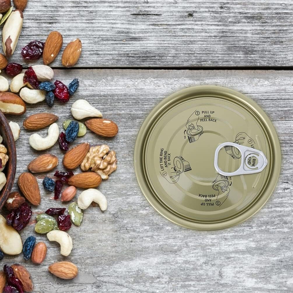 Luxshiny Cali – 12 latas autosellables con tapa a presión, contenedor de alimentos rellenable, redondo, vacío, latas de atún para pescado, dulces,