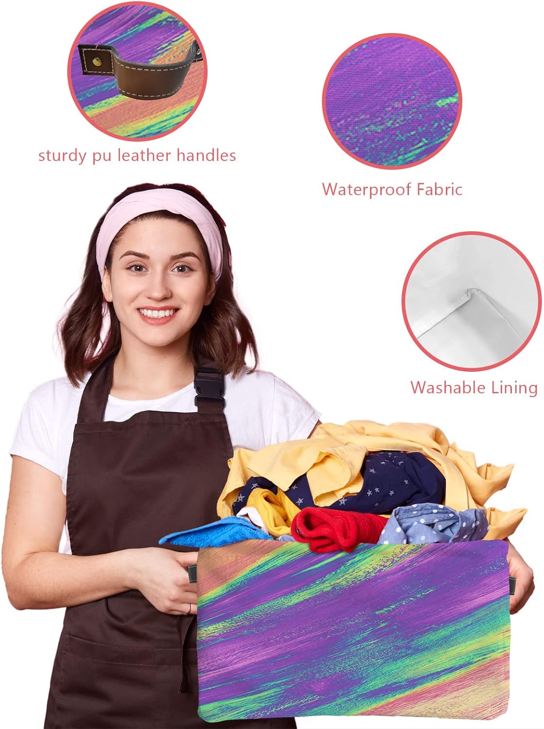 Cesta de almacenamiento para organizar estantes, cajas de almacenamiento plegables con asa, pintura al óleo moderna, arte abstracto, estética, cesta