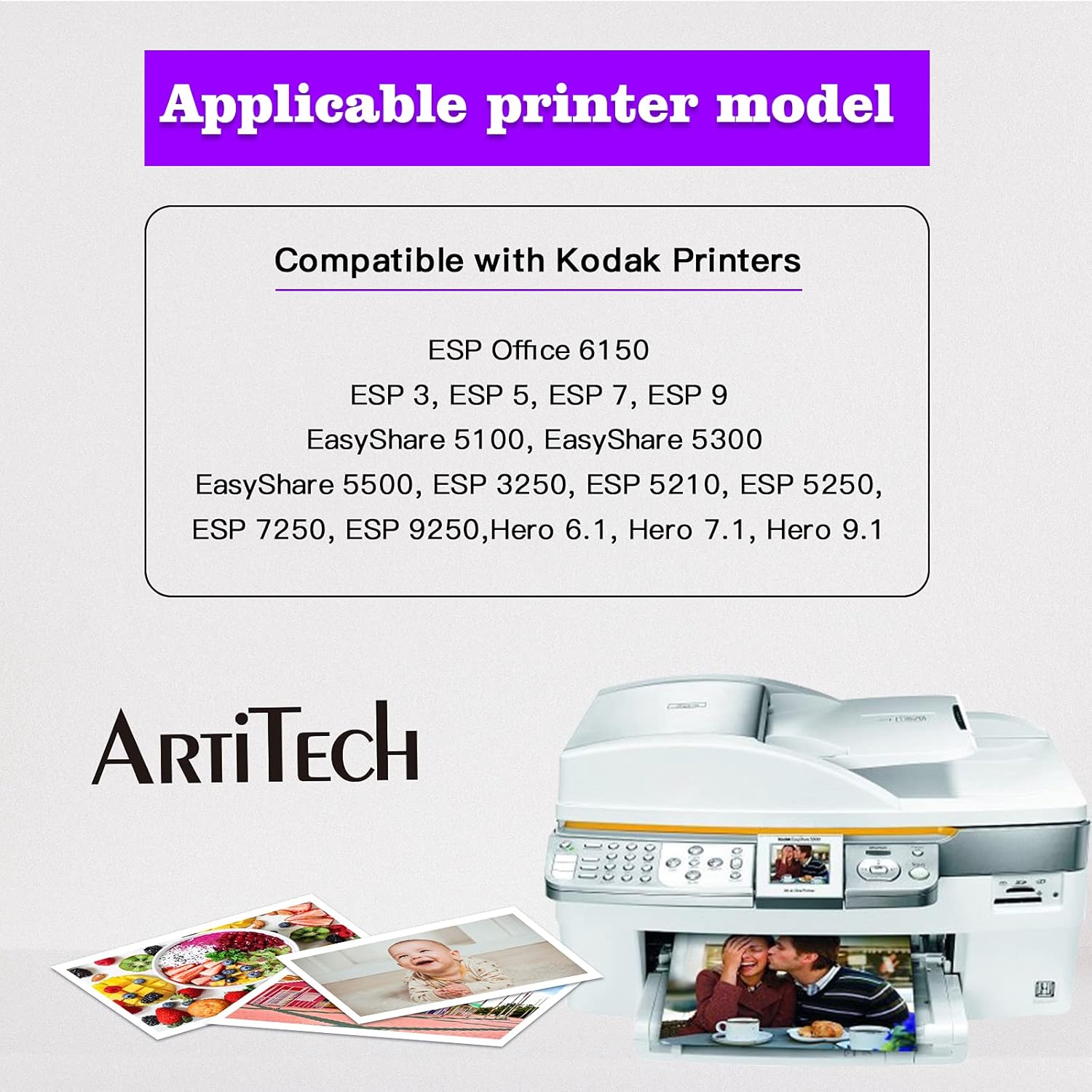Repuesto para Kodak 10XL 10B 10 Cartucho de tinta negro compatible con 5 unidades de tinta negra para impresoras Kodak 5100 5300 5500 ESP3250