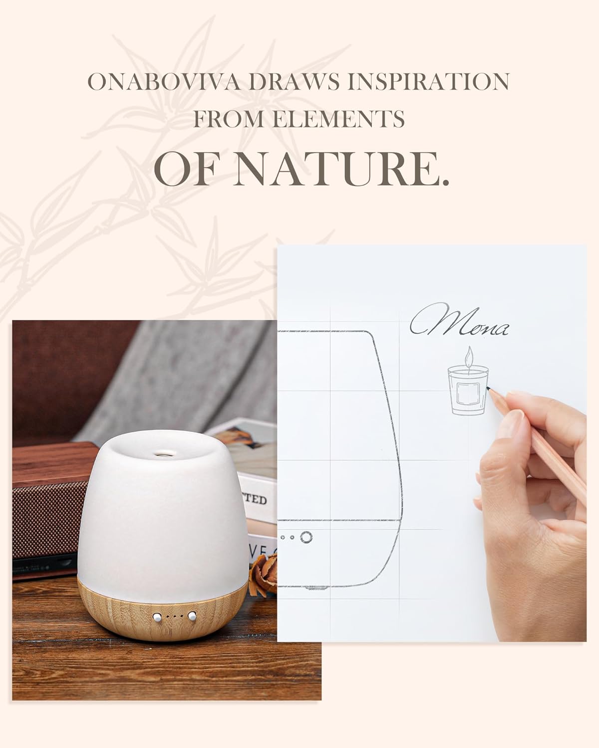 Onaboviva Difusor de aromaterapia para habitación grande, difusor de aceite esencial de 6.1 fl oz, difusores de cerámica ultrasónica para aceites