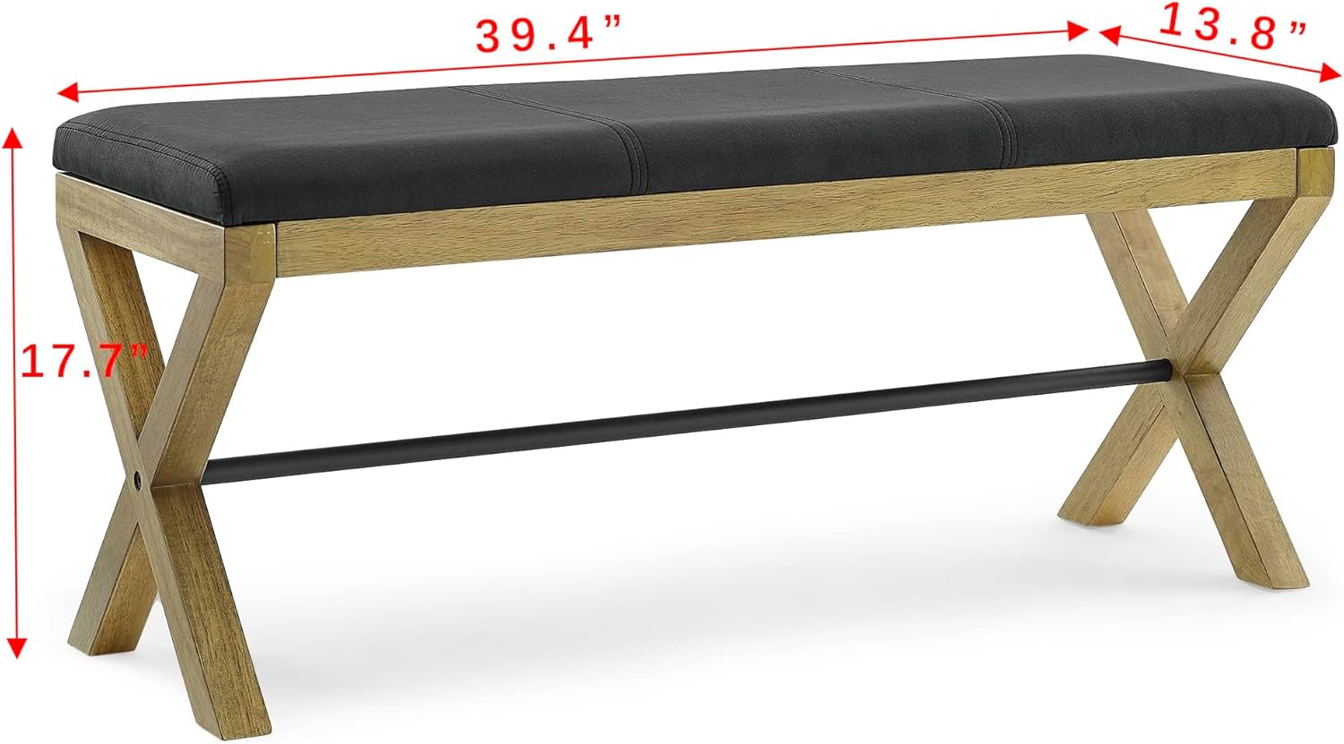 TEFUNE Otomanas de almacenamiento acolchadas, taburete de dormitorio, taburete de cama tejido con patas de madera cruzadas, adecuado para sala de