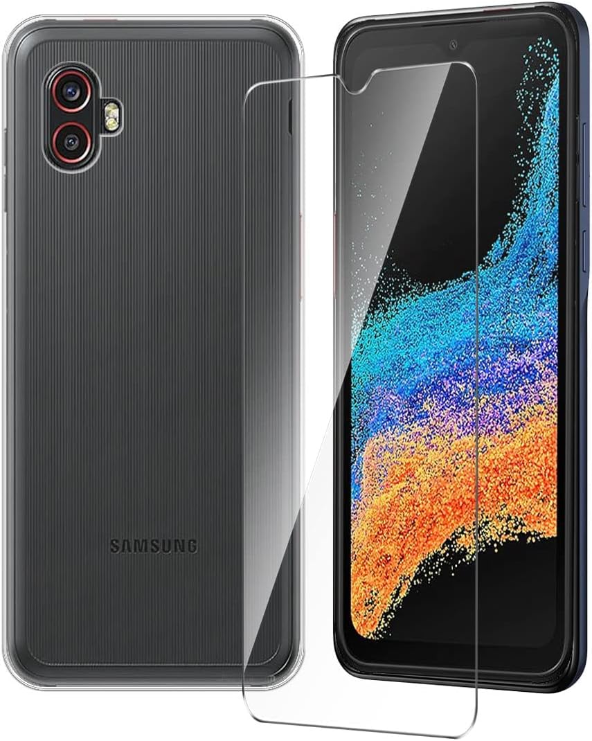 LAWEI – Funda para Samsung Galaxy Xcover 6 Pro + protector de pantalla de vidrio templado – Carcasa protectora de silicona suave transparente para