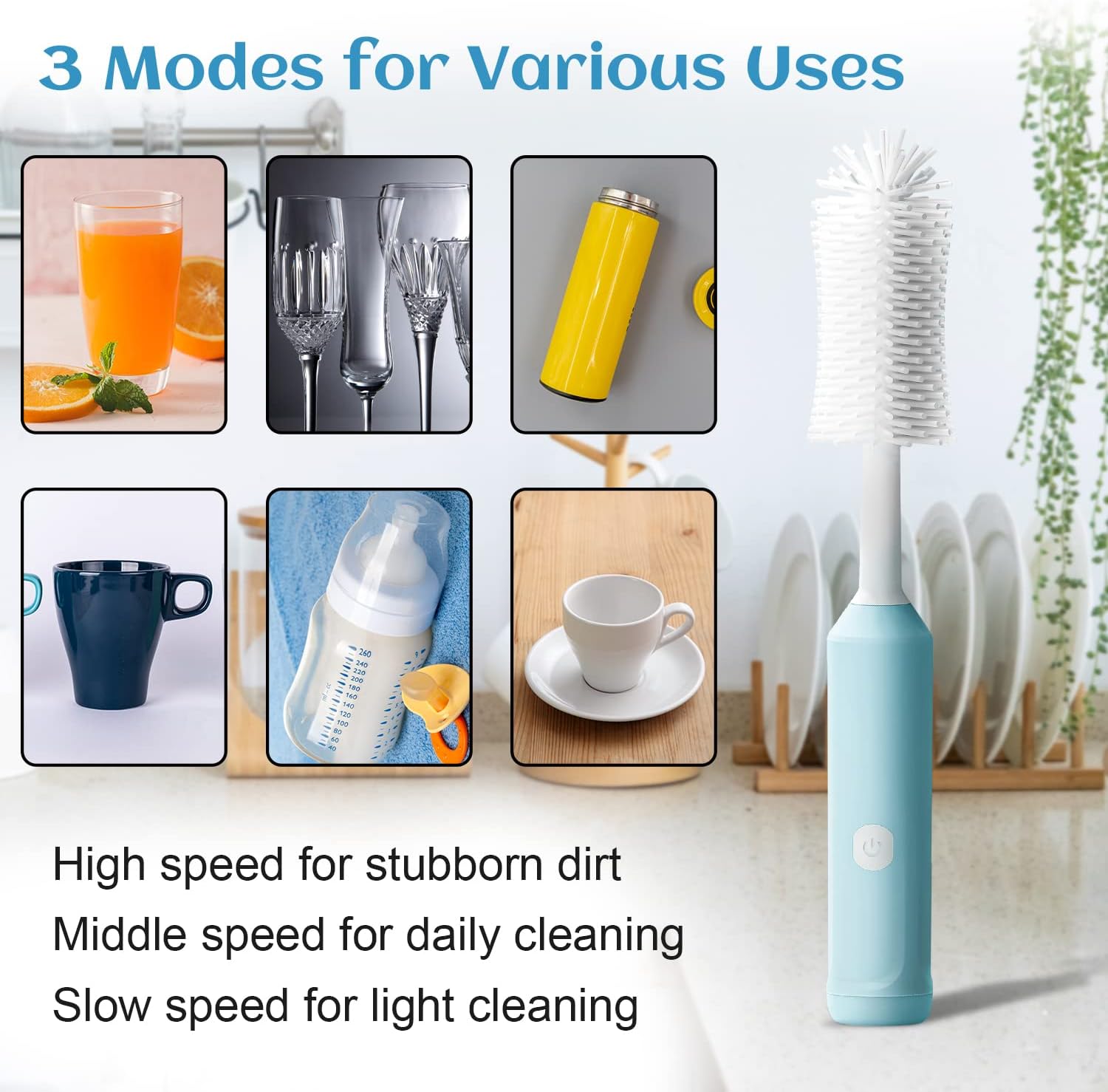 DCLIKRE Electric Baby Bottle Brush Cleaner, Rechargeable Silicone Brushes Set with Replaceable Brush Head, Cup Washer for WaterMilk Bottles