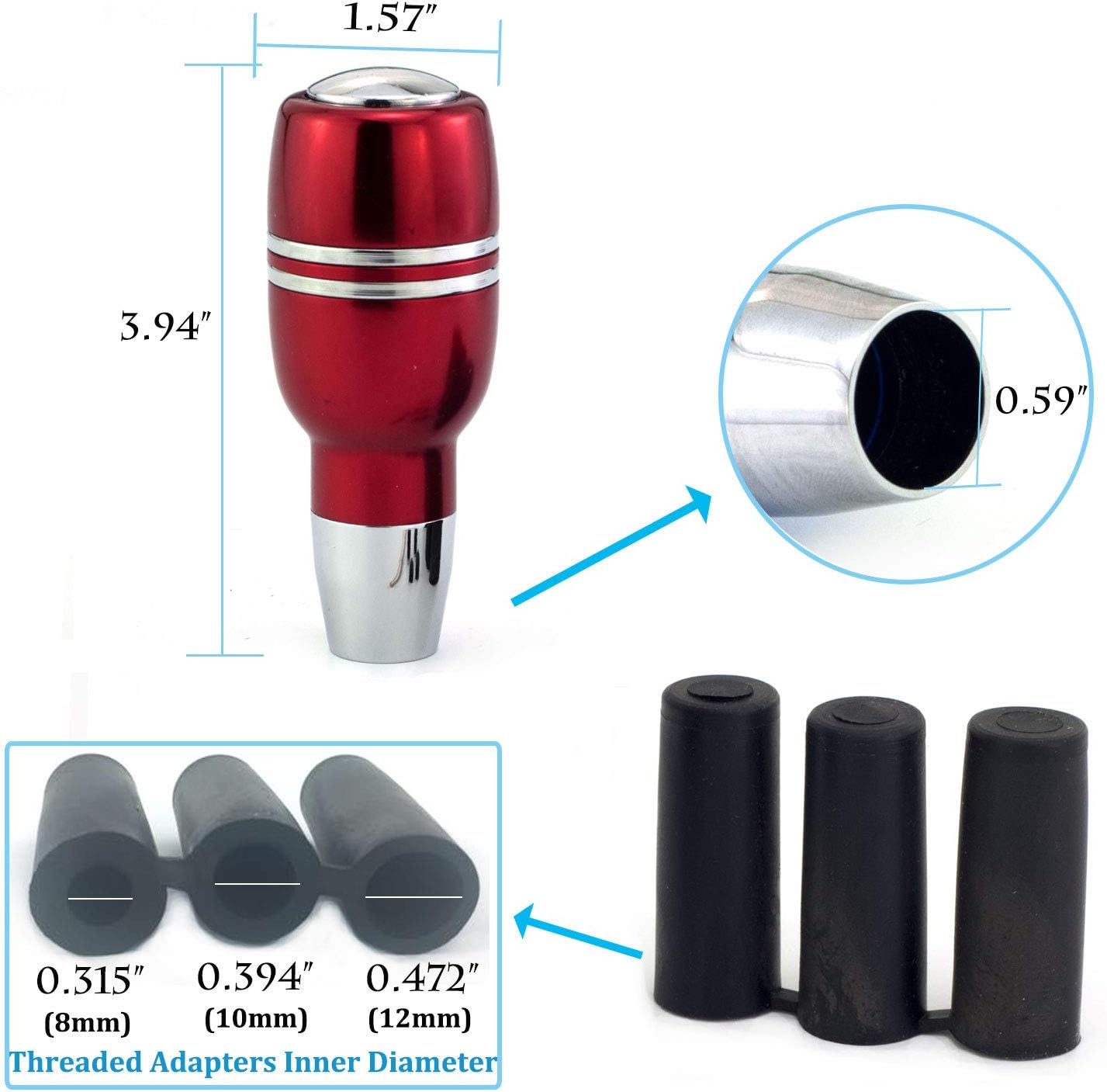 Pomo de palanca de cambios para automóvil, palanca de cambios de aleación de aluminio que se adapta a la mayoría de transmisiones automáticas, color