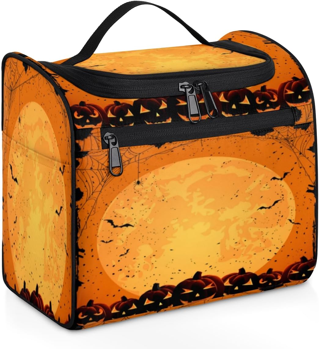The Halloween Design Toiletry Bag for Women Travel Makeup Organizer with Hanging Hook Traveling Cosmetic Bags for Toiletries Accessories