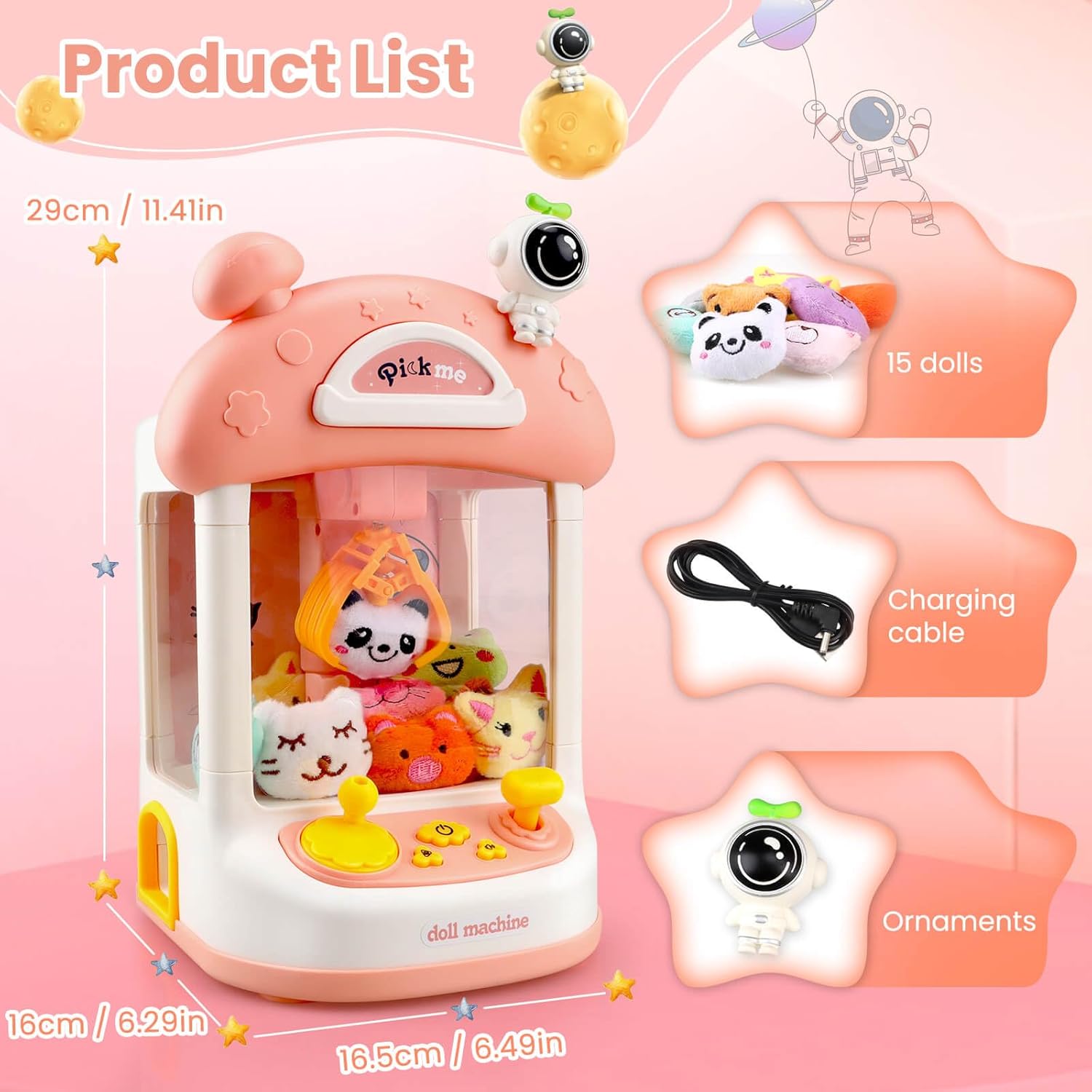 YOTOY Mini máquina de garras para niños de 3, 4, 5, 6, 7, 8 años, máquina de garras para niños, juguetes para niñas de 6 a 8 años, juguetes para