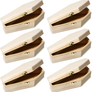 6 cajas de ataúd de Halloween sin terminar, cajas de madera en forma de ataúd con tapas con bisagras para manualidades, cajas de ataúd de madera 6 cajas de ataúd de Halloween sin terminar, cajas de madera en forma de ataúd con tapas con bisagras para manualidades, cajas de ataúd de madera