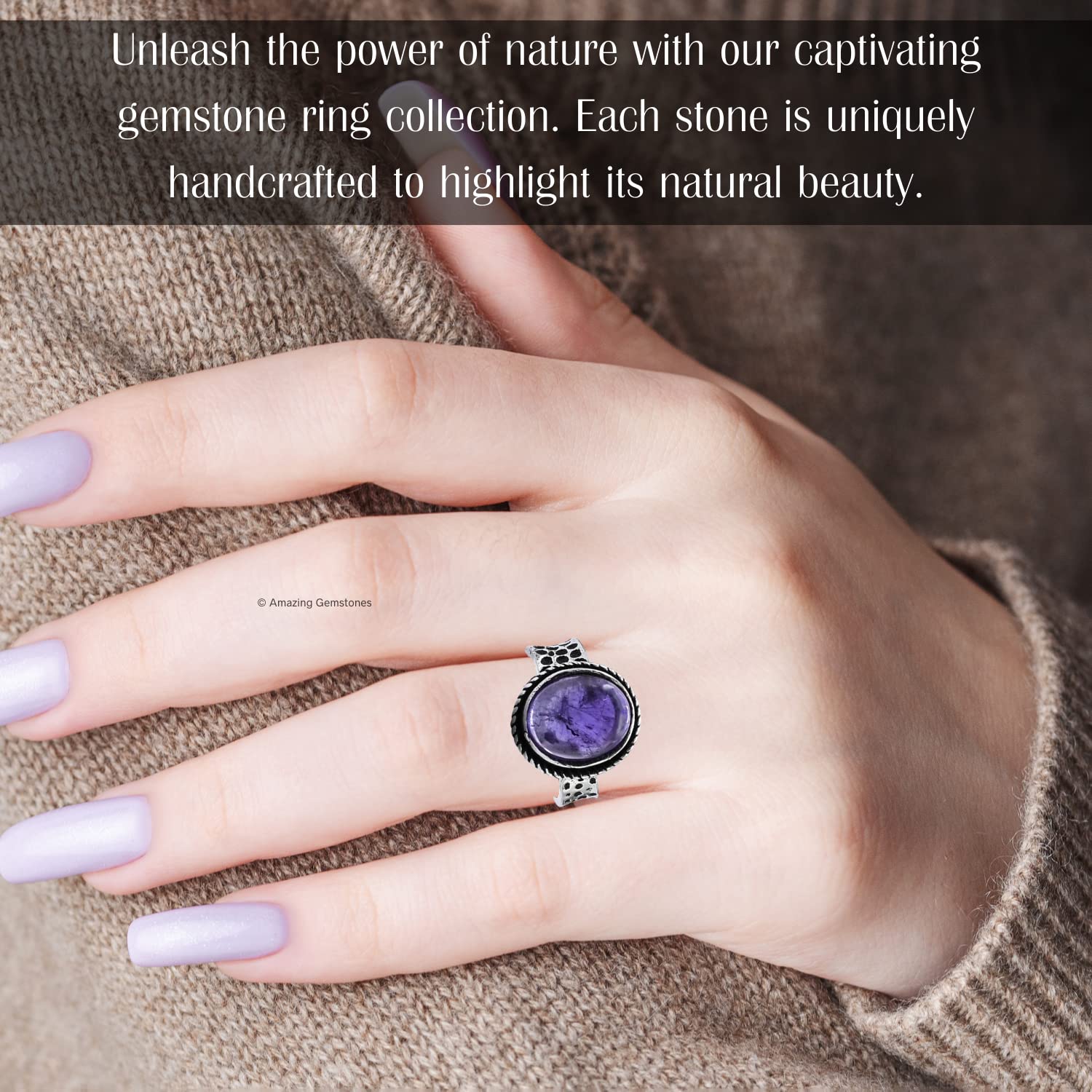 Amethyst Rings for Women and Teen Girls – Silver Amethyst Crystal Ring Birthstone Jewelry – Healing Crystal Gifts for Her, Mothers Day, Christmas –